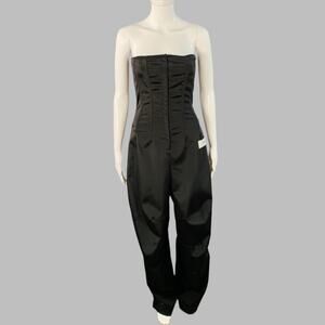 DOLCE & GABBANA KIM Size 4 Black White Acetate Blend Strapless Cargo Jumpsuit